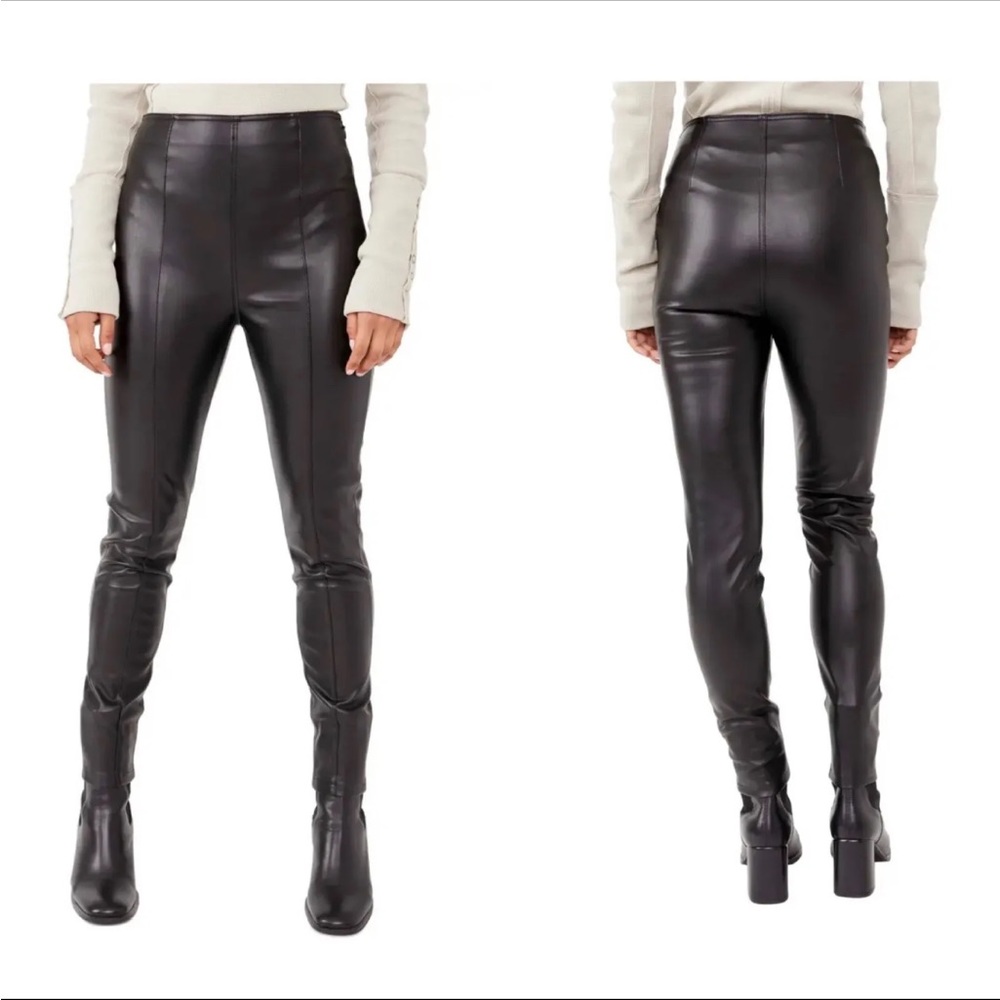 Nicole Miller Faux Leather Women’s Fashion Skinny Black Pants Size Medium